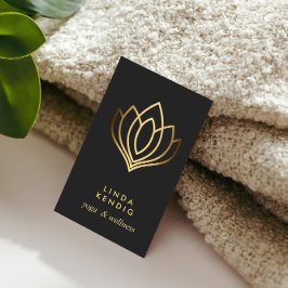 Gold Lotus Blume | Grau | Yoga für Wellness-Massag Visitenkarte