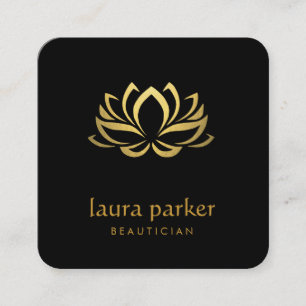 Gold Lotus Blume Logos Heilung Yoga Holistic Quadratische Visitenkarte