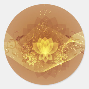 Gold Lotus Blume Runder Aufkleber