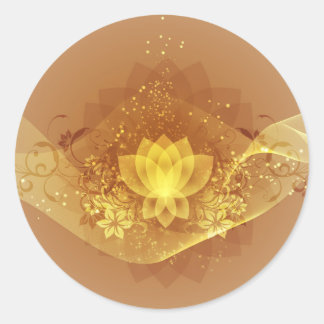 Gold Lotus Blume Runder Aufkleber