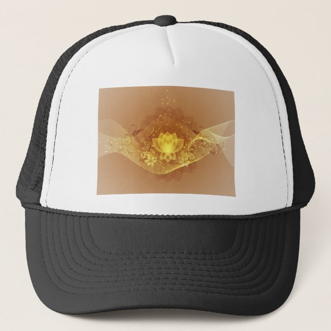 Gold Lotus Blume Truckerkappe (Vorderseite)