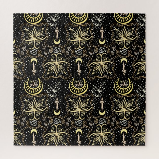 Gold Lotus: Crescent Vintag Elegance. Puzzle (Vertikal)