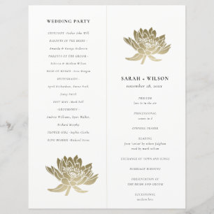 Gold Lotus Floral Foldable Large Wedding Programm