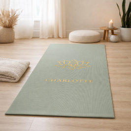 Gold lotus flower name sage green yogamatte