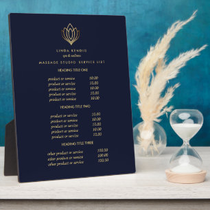 Gold Lotus Logo blau Preise für Wellness-Center- Fotoplatte