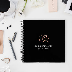 Gold Lotus-Logo für Schwarz und Rose Notizbuch