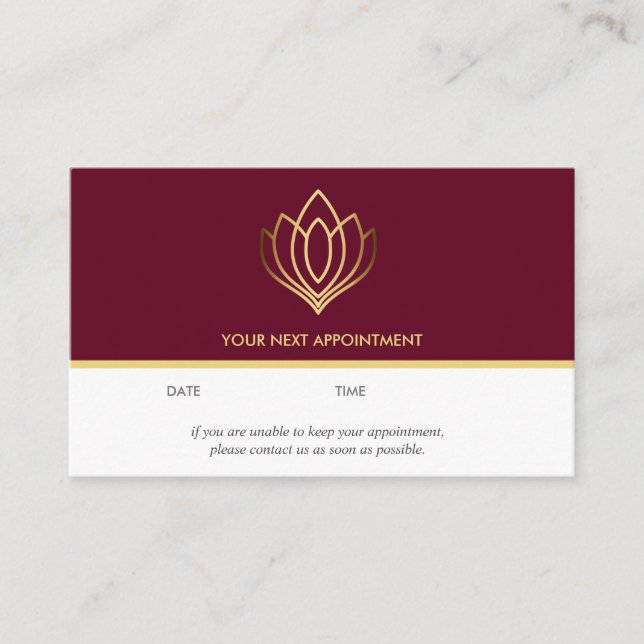 Gold Lotus Logo | Ruby | Yoga für Wellness-Massage Visitenkarte (Vorderseite)