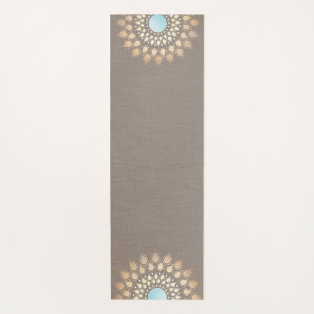Gold Lotus Mandala Taupe Yogamatte (Vorderseite)