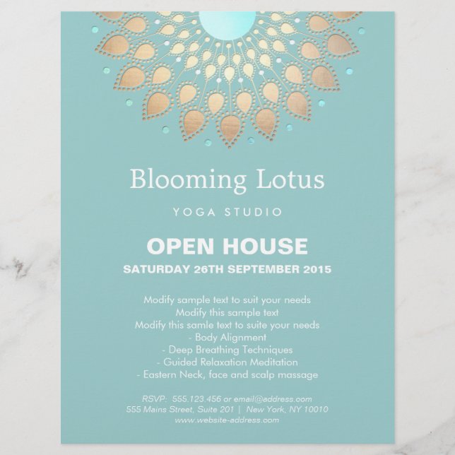 Gold Lotus Mandala Yoga Flyer (Vorne)