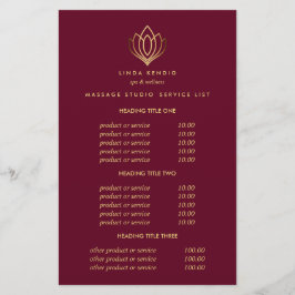 Gold Lotus Ruby Wellness-Center & Massage Preise & Flyer