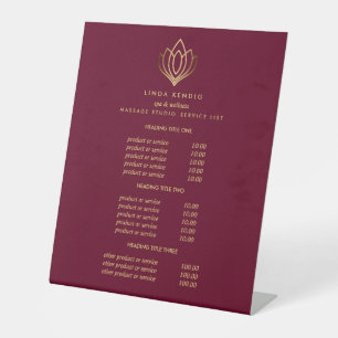 Gold Lotus Ruby Wellness-Center & Salon Preise & D Sockelschild