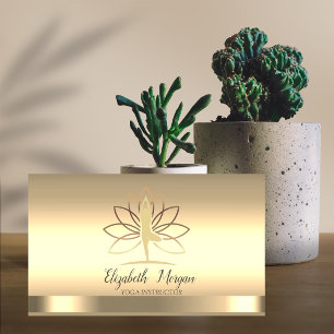 Gold Lotus Women Silhouette Yoga Instructor Visitenkarte