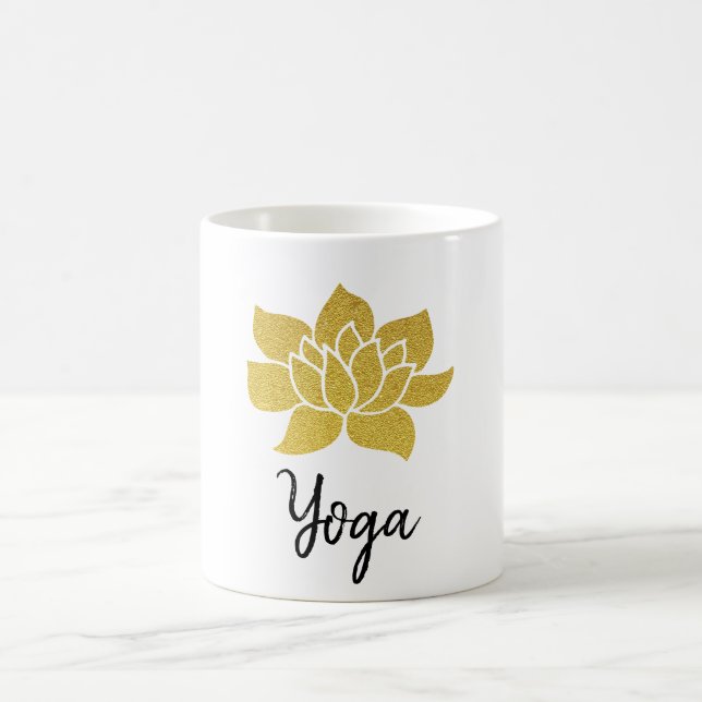 *~* Gold Lotus Yoga Golden Lotus White Kaffeetasse (Mittel)