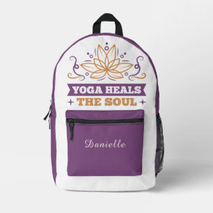 Gold Lotus & "Yoga heilt das Soul" Zitat individue Bedruckter Rucksack