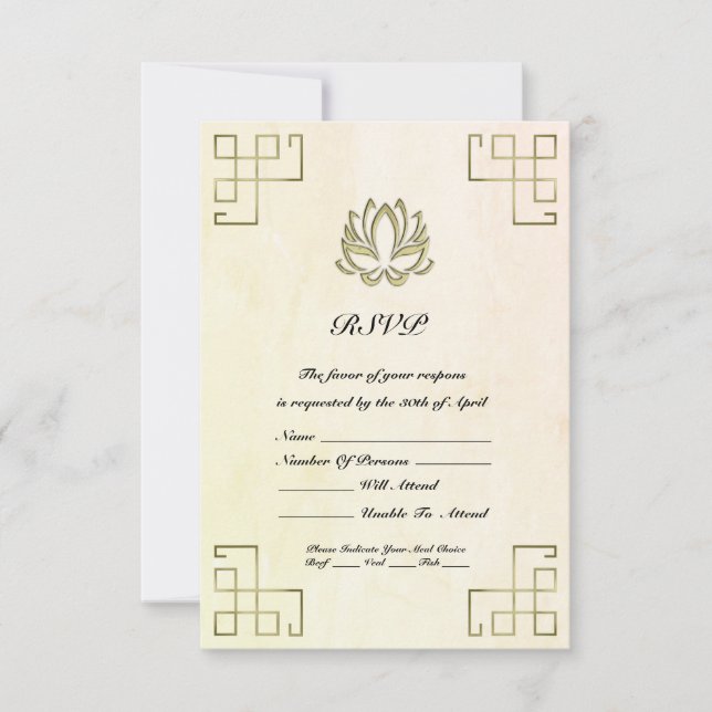 Gold Lotus Yoga RSVP Karte (Vorderseite)