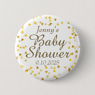 Gold Love Hearts Baby Shower / Sprinkle Button