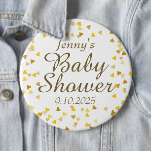 Gold Love Hearts Baby Shower / Sprinkle / Paare Button