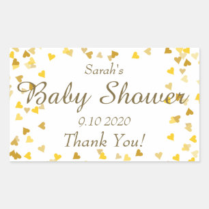 Gold Love Hearts Baby Shower / Sprinkle / Paare Rechteckiger Aufkleber