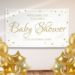 Gold Love Hearts Baby Shower Streusel Willkommen Banner