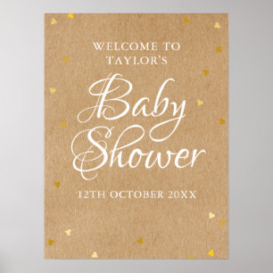 Gold Love Hearts Baby Shower Willkommensschild Poster