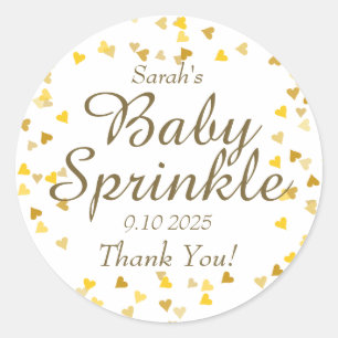 Gold Love Hearts Baby Sprinkle / Shower / Paare Runder Aufkleber