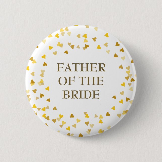 Gold Love Hearts Confetti Wedding Name Button (Vorderseite)
