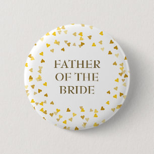 Gold Love Hearts Confetti Wedding Name Button