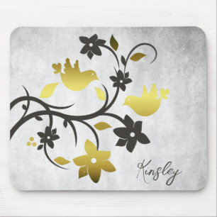 Gold Lovebirds Personalisiert Mouse Pad Mousepad