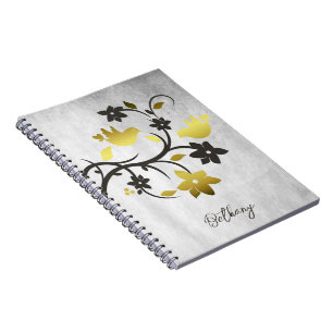 Gold Lovebirds Personalisiertes Notebook Notizblock