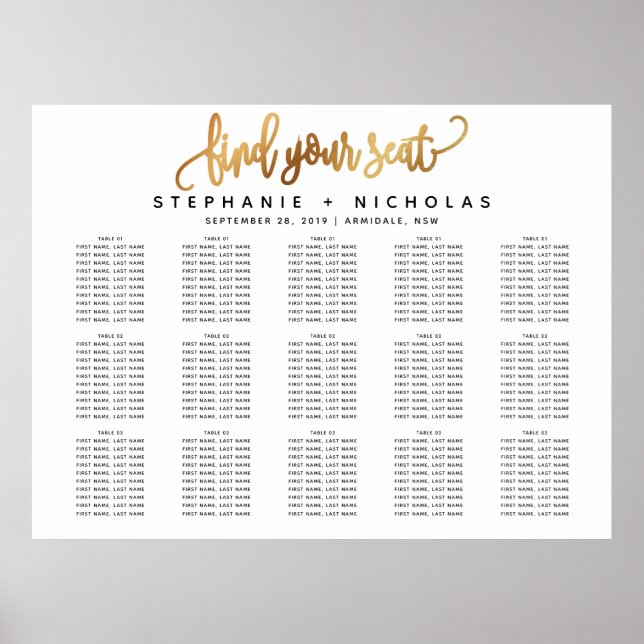 Gold Lovely Script Typografy Wedding Poster (Vorne)