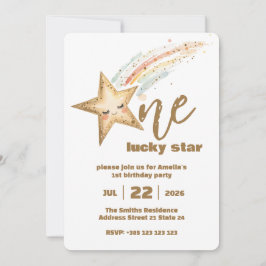 Gold Lucky Star 1. Geburtstagsfeier Party Einladun Einladung