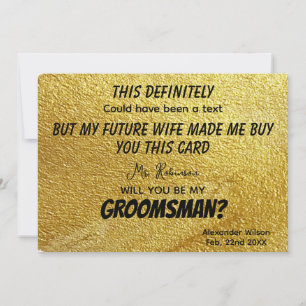 Gold Lustig Modern Personalisierte Trauzeugen Einladung