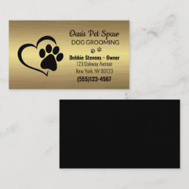Gold Lux Paw Print Dog Pet Grooming Service Visitenkarte