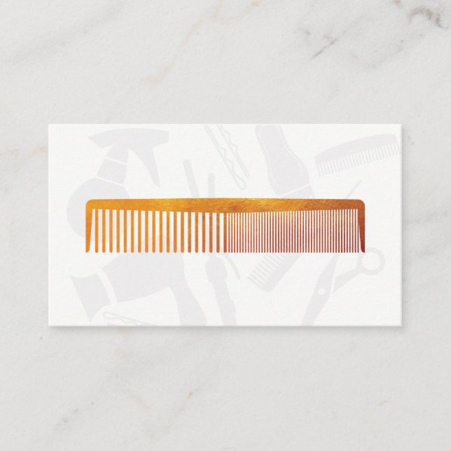 Gold Luxe Comb Hair Stylist Ernennung Terminkarte (Vorderseite)