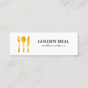 Gold Luxe Food Utensils Monogram Mini Visitenkarte