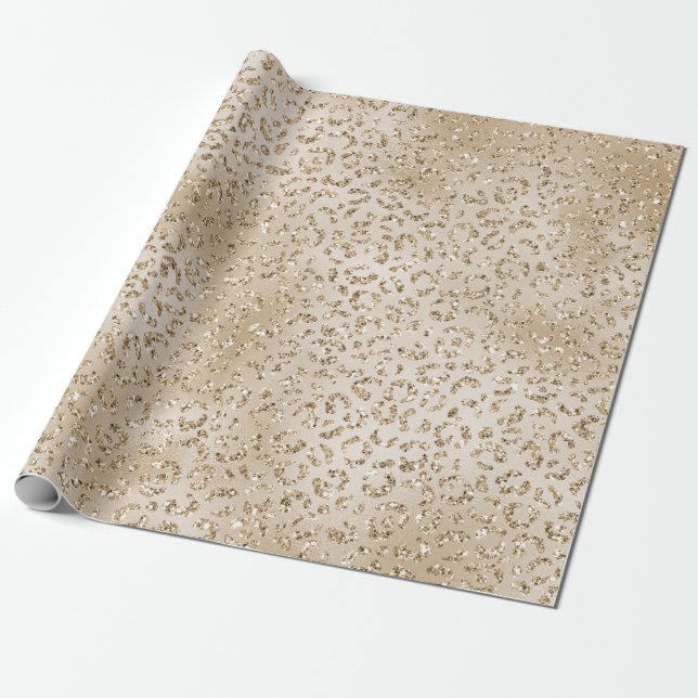 Gold Luxe Glitzer Leopard Print Geschenkpapier (Ungerollt)
