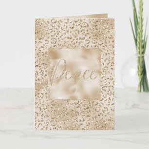 Gold Luxe Glitzer Leopard Print Peace Christmas Karte