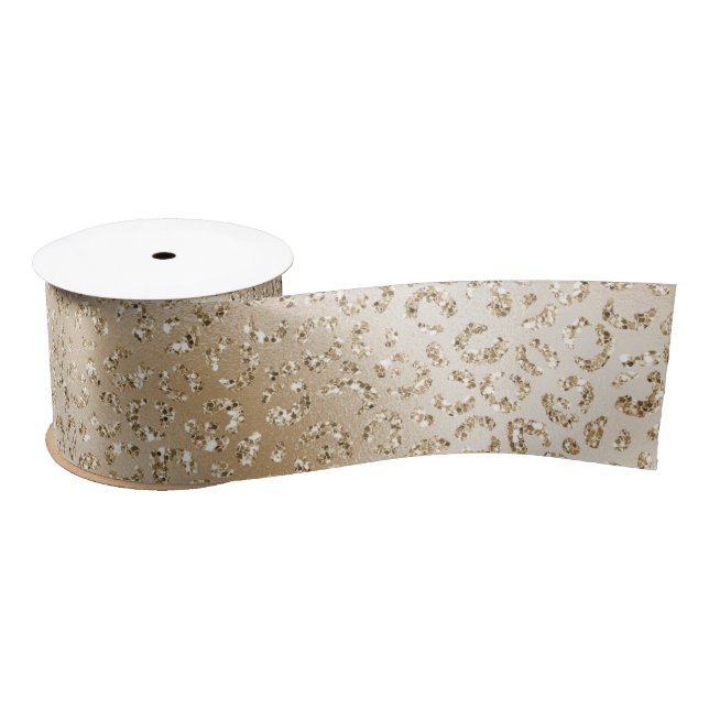 Gold Luxe Glitzer Leopard Print     Satinband (Spule)
