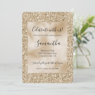 Gold Luxe Glitzer Sweet 16 Einladung