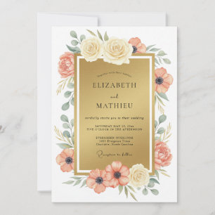 Gold Luxe Romantische Hochzeit Einladung
