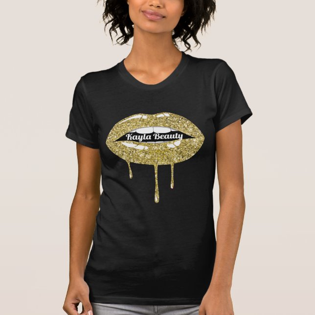 Gold Luxury Beauty Glam Glitzer Tropfen Tropfen Li T-Shirt (Vorderseite)