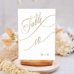 Gold Luxury Calligraphy Wedding Number 10, Tischnummer<br><div class="desc">Tabelle 10. Bitte Karo alle verfügbaren Nummern. | Luxuriöse und elegante Wirble Kalligraphie Hochzeit Tischnummer mit Ihren Initialen. Für eine weiter gehende Anpassung dieses Designs klicken Sie bitte auf den BUTTON BLAU DESIGN TOOL oben!</div>