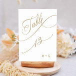 Gold Luxury Calligraphy Wedding Number 13, Tischnummer<br><div class="desc">Tabelle 13. Bitte Karo alle verfügbaren Nummern. | Luxuriöse und elegante Wirble Kalligraphie Hochzeit Tischnummer mit Ihren Initialen. Für eine weiter gehende Anpassung dieses Designs klicken Sie bitte auf den BUTTON BLAU DESIGN TOOL oben!</div>