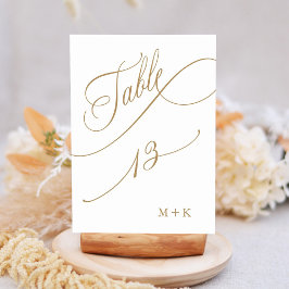 Gold Luxury Calligraphy Wedding Number 13, Tischnummer