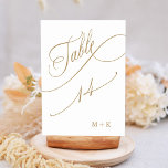 Gold Luxury Calligraphy Wedding Number 14, Tischnummer<br><div class="desc">Tabelle 14. Bitte Karo alle verfügbaren Nummern. | Luxuriöse und elegante Wirble Kalligraphie Hochzeit Tischnummer mit Ihren Initialen. Für eine weiter gehende Anpassung dieses Designs klicken Sie bitte auf den BUTTON BLAU DESIGN TOOL oben!</div>