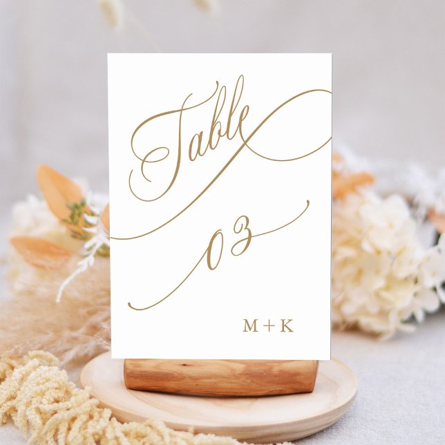 Gold Luxury Calligraphy Wedding Number 3, Tischnummer (Von Creator hochgeladen)