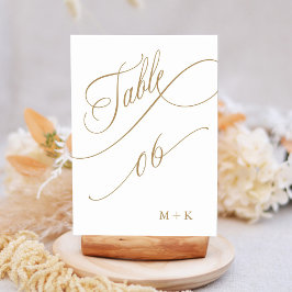 Gold Luxury Calligraphy Wedding Number 6, Tischnummer