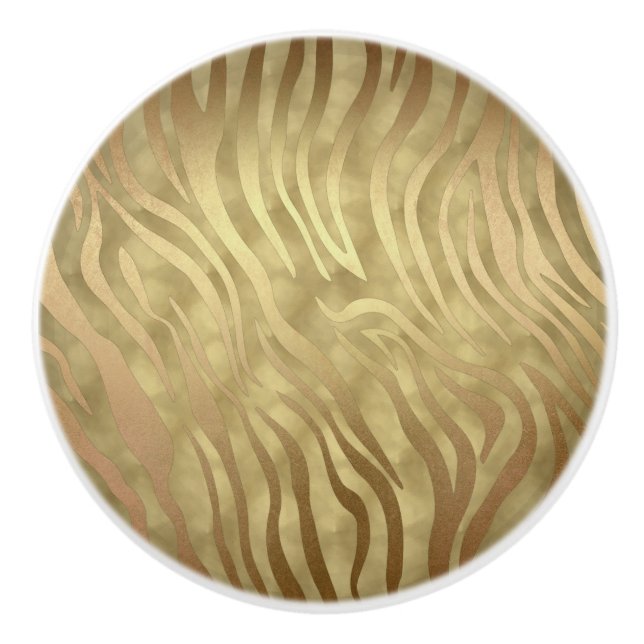 Gold Luxury Luxury Zebra Jungle Safari Glam Keramikknauf (Vorderseite)