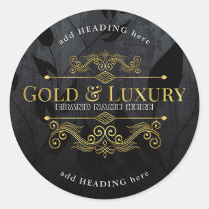 Gold & Luxury Markenname Round-Aufkleber Runder Aufkleber