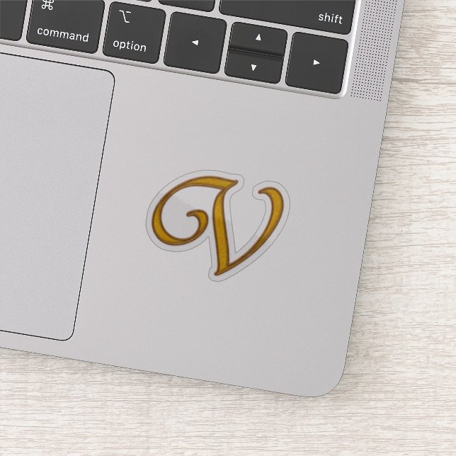 Gold Luxury Monogram V Aufkleber (Detail)
